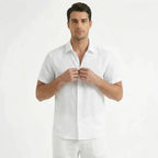 Men's Cotton-Linen Short Sleeve Shirt