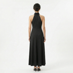 Women's Satin High Neck Bridesmaid Maxi Dress