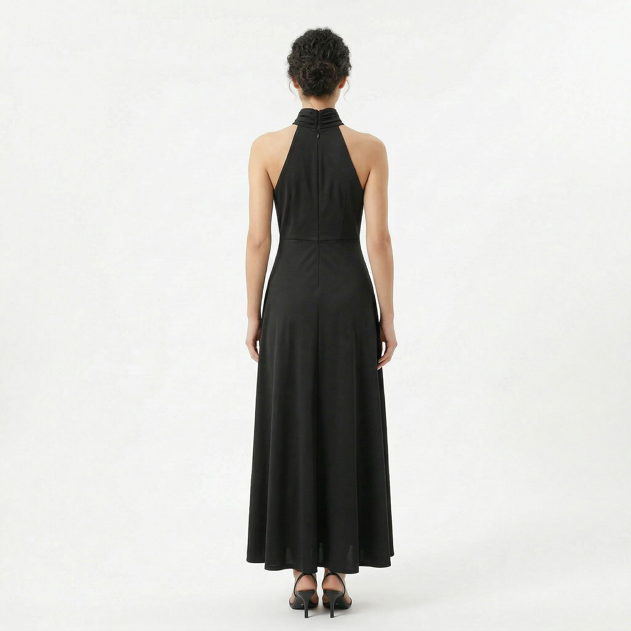 Women's Satin High Neck Bridesmaid Maxi Dress