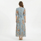Women's V-neck Floral Wrap Maxi Dress