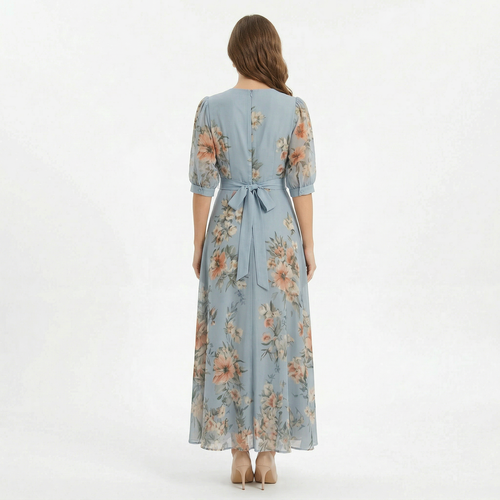 Women's V-neck Floral Wrap Maxi Dress