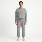 Birchbourne - Men’s Linen Stand Collar Half Button Top and Drawstring Pants Set
