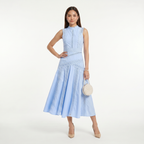 Women's Sleeveless Lace Panel Midi Dress
