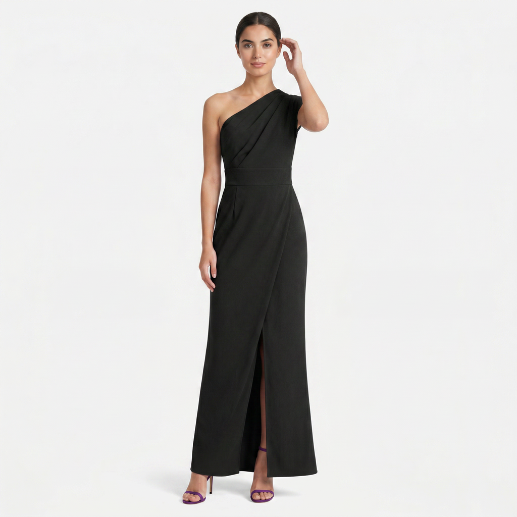 Women's One-Shoulder Maxi Evening Dress -  Asymmetric Neckline