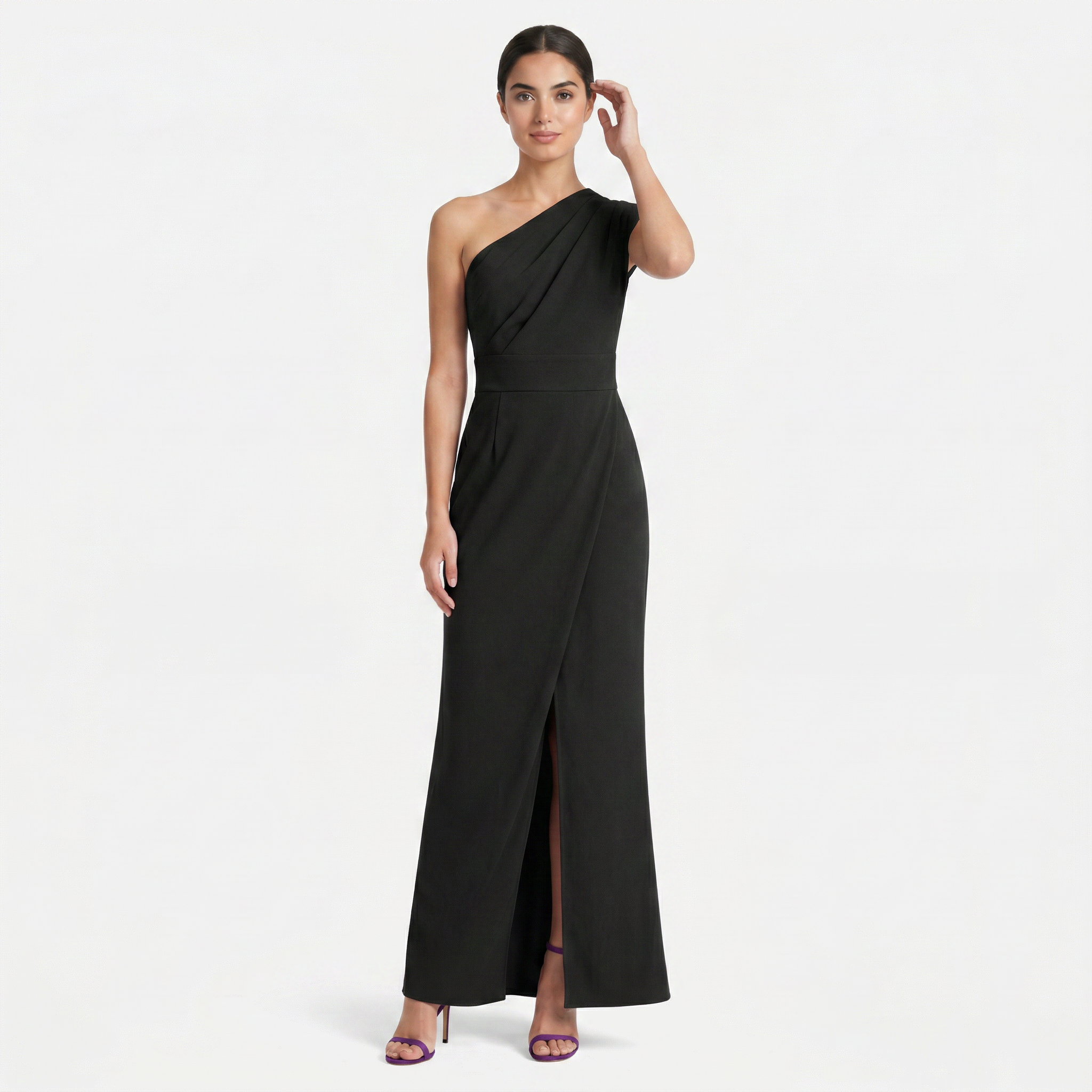 Women's One-Shoulder Maxi Evening Dress -  Asymmetric Neckline