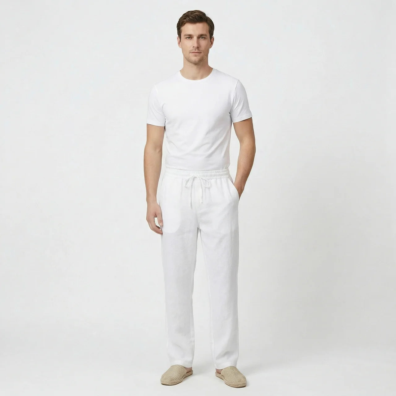 Birchbourne - Men’s Linen Elastic Waist Wide Leg Pants