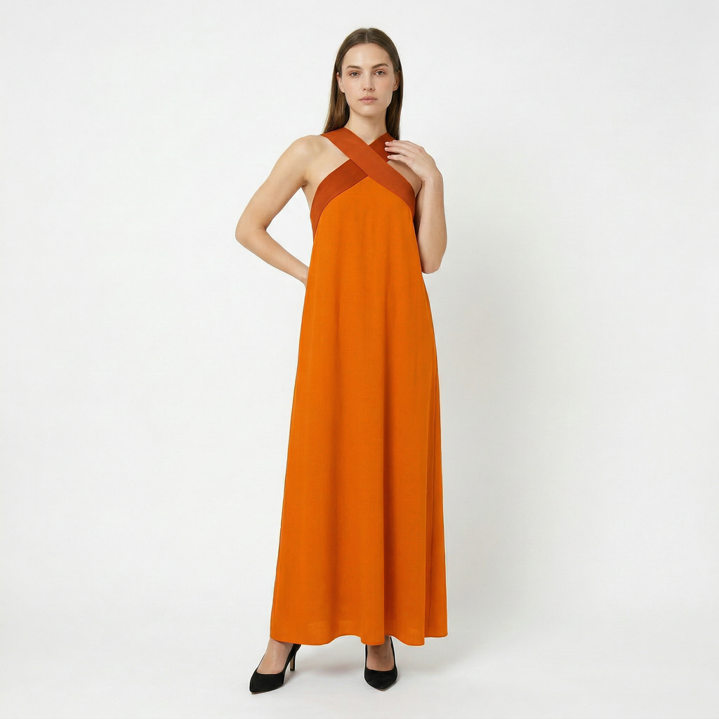 Women's Comfortable Crossed Maxi Dress
