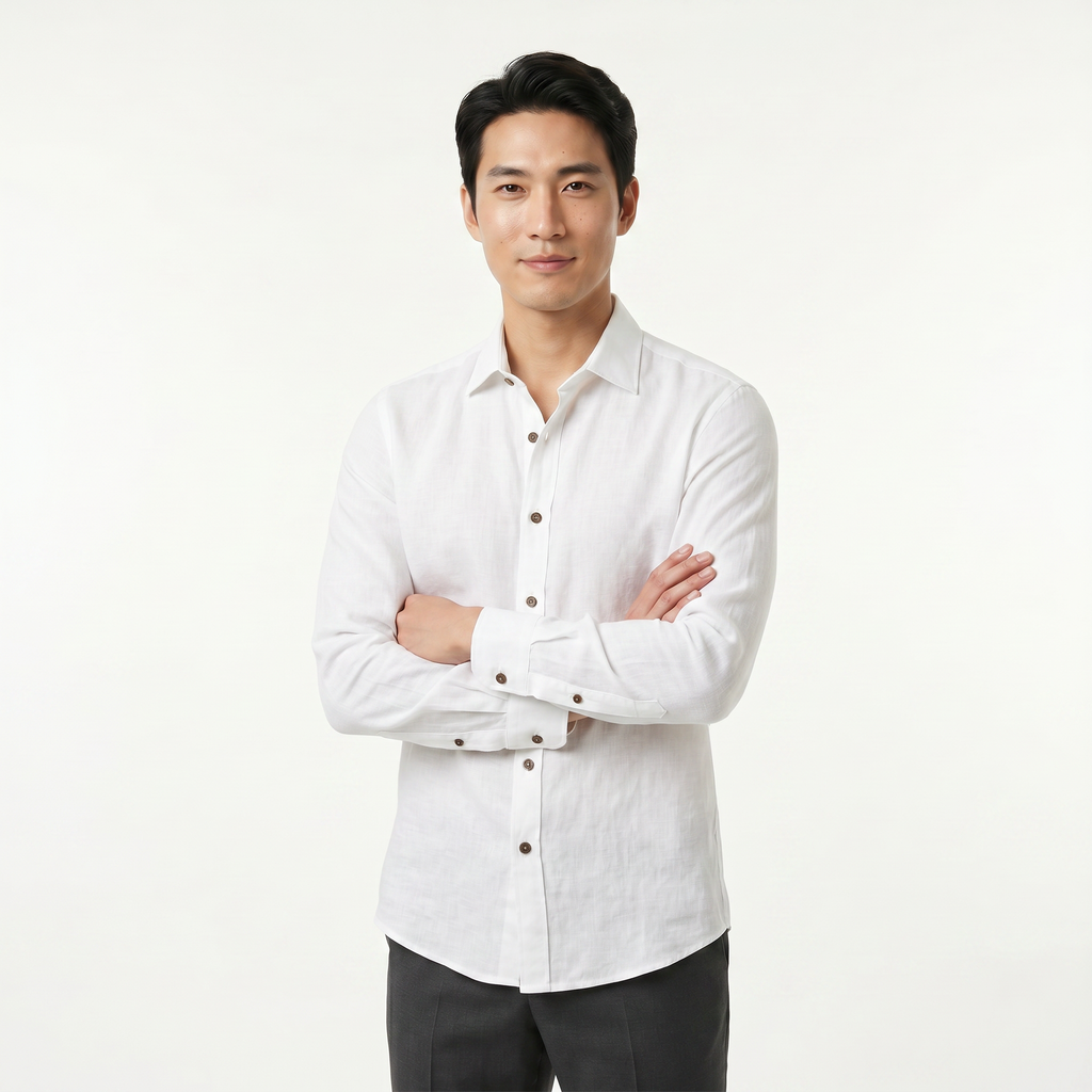 Men's Long Sleeve Cotton Button Down Shirt