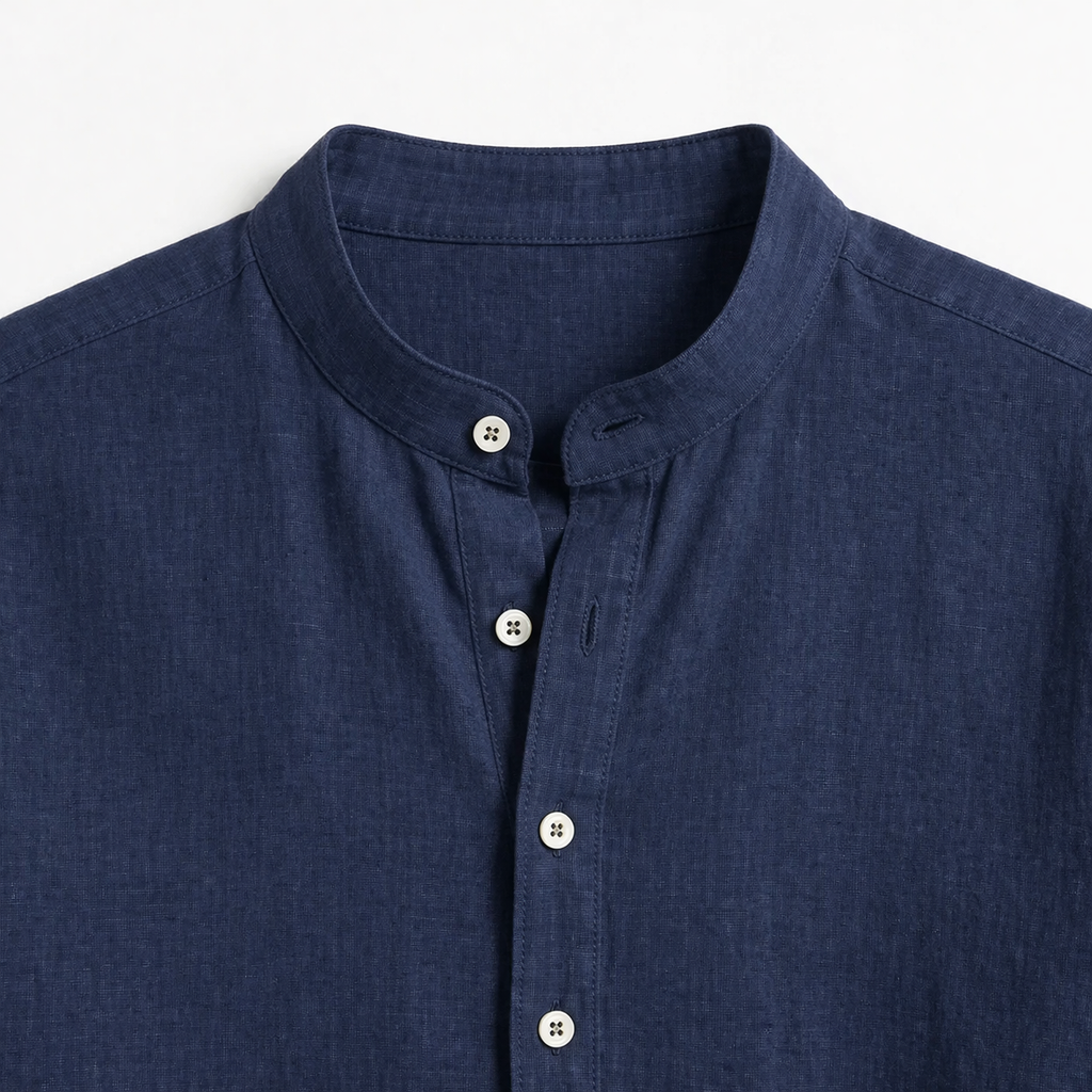 Birchbourne - Men’s Linen Stand Collar Half Button Top and Drawstring Pants Set