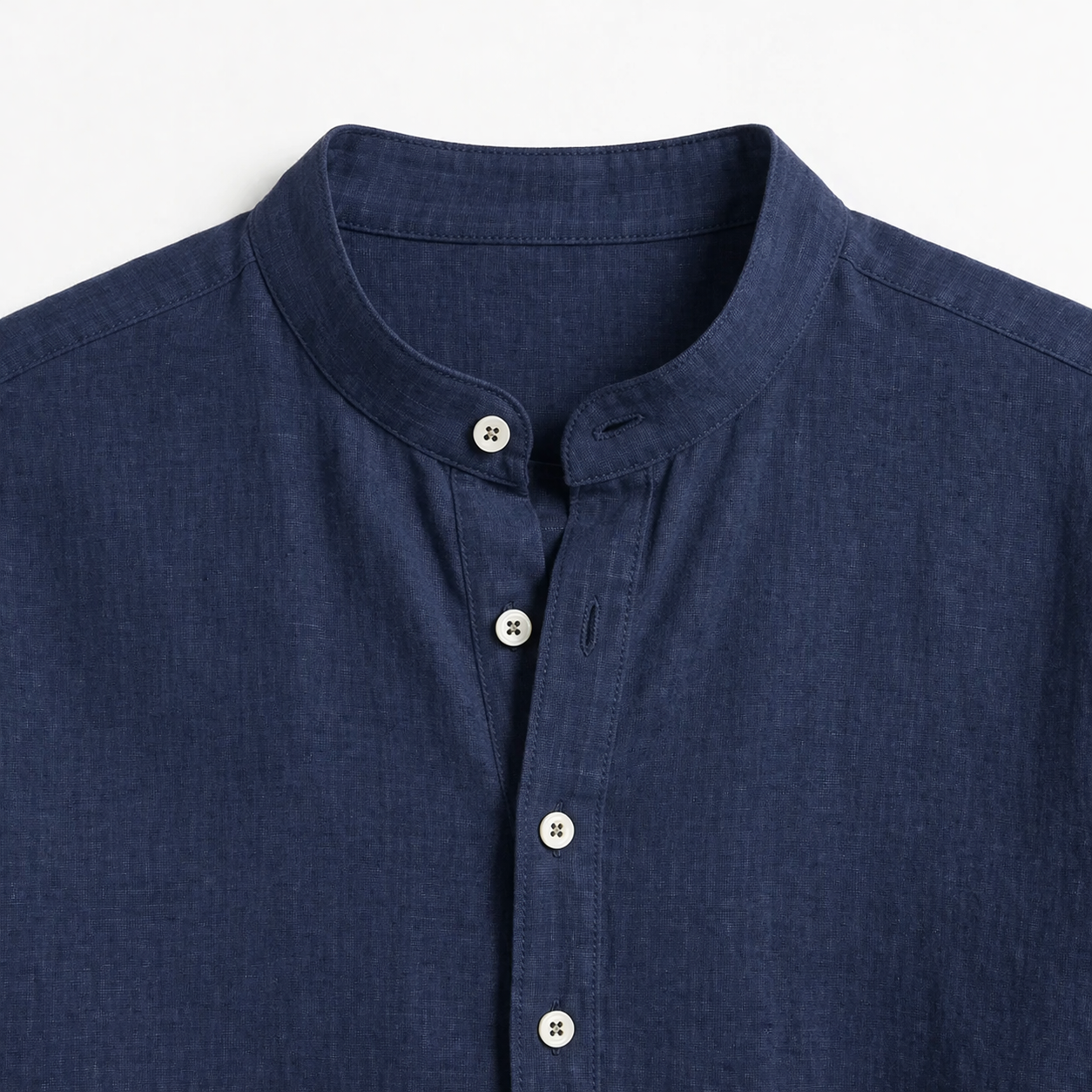 Birchbourne - Men’s Linen Stand Collar Half Button Top and Drawstring Pants Set