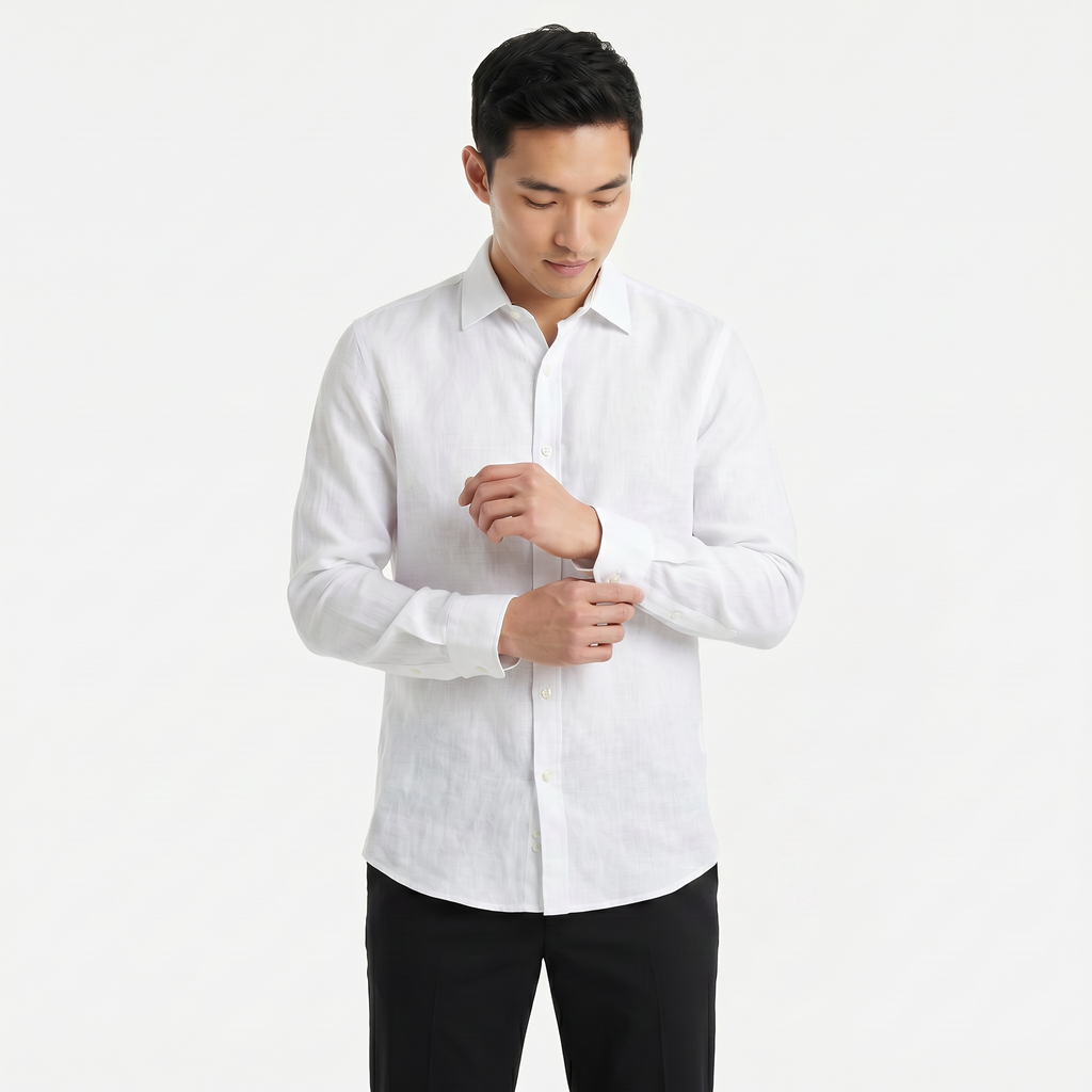 Men's Long Sleeve Linen Button Down Shirt