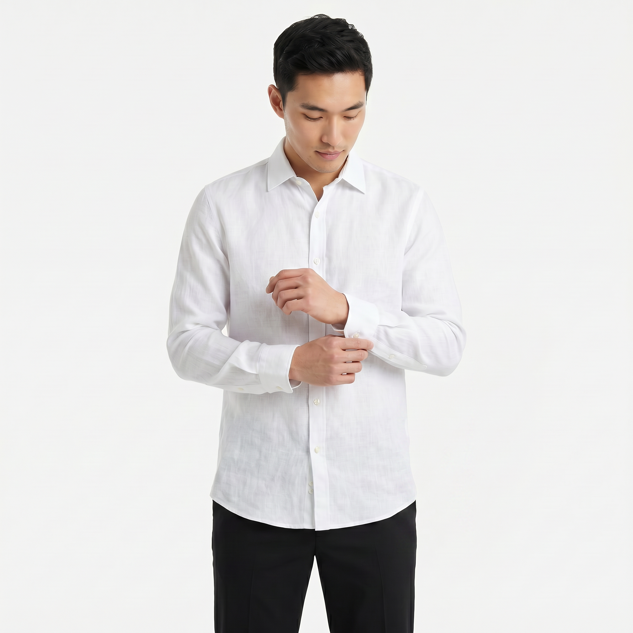 Men's Long Sleeve Linen Button Down Shirt