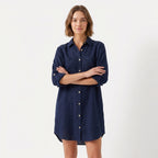 Women's Oversized Button Down Linen Shirt Dress