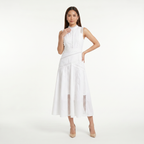 Women's Sleeveless Lace Panel Midi Dress