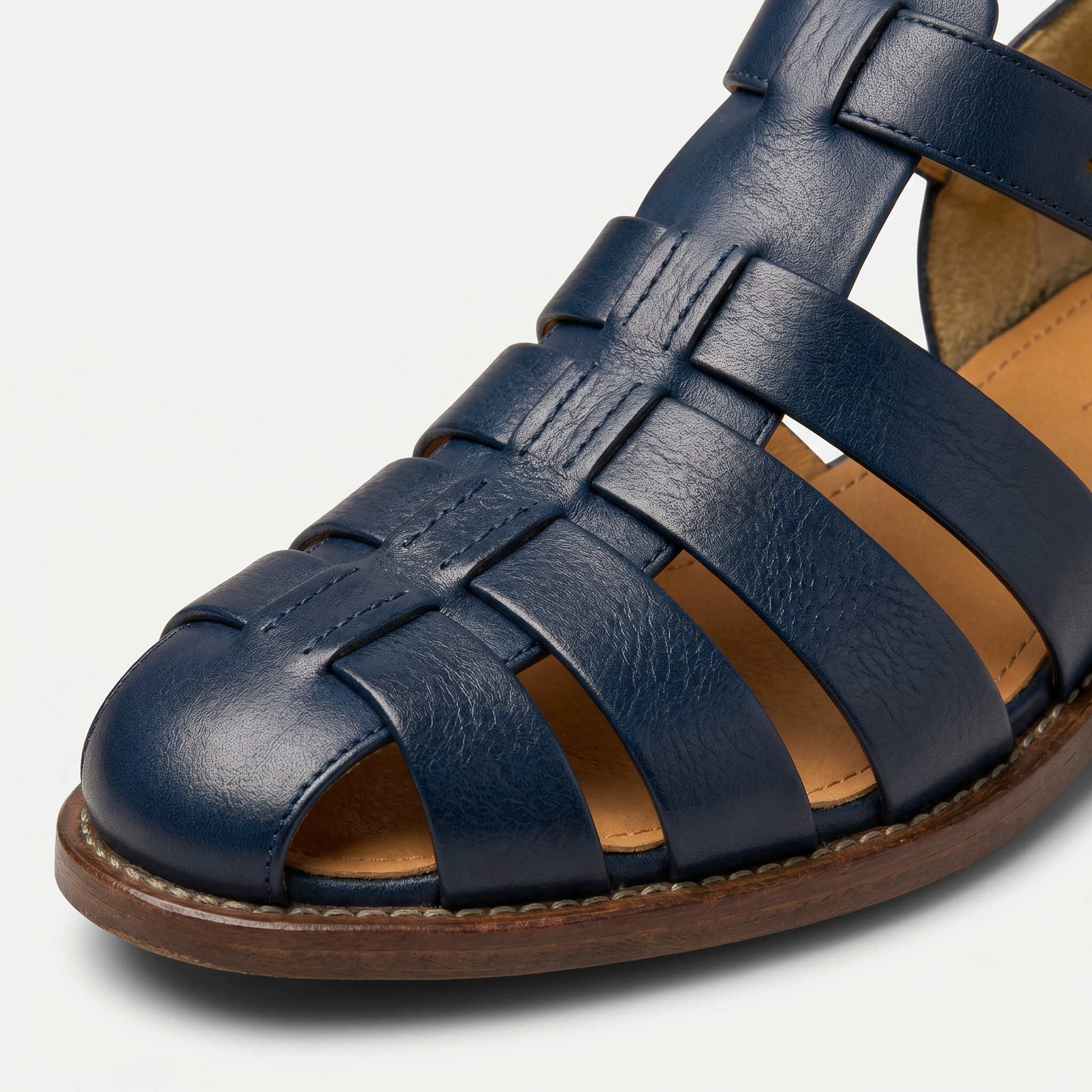 Men's Leather Closed Toe Fisherman Sandals