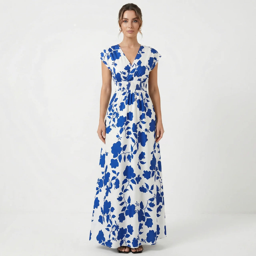 Women’s V-Neck Floral Print Summer Maxi Dress