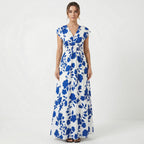 Women’s V-Neck Floral Print Summer Maxi Dress