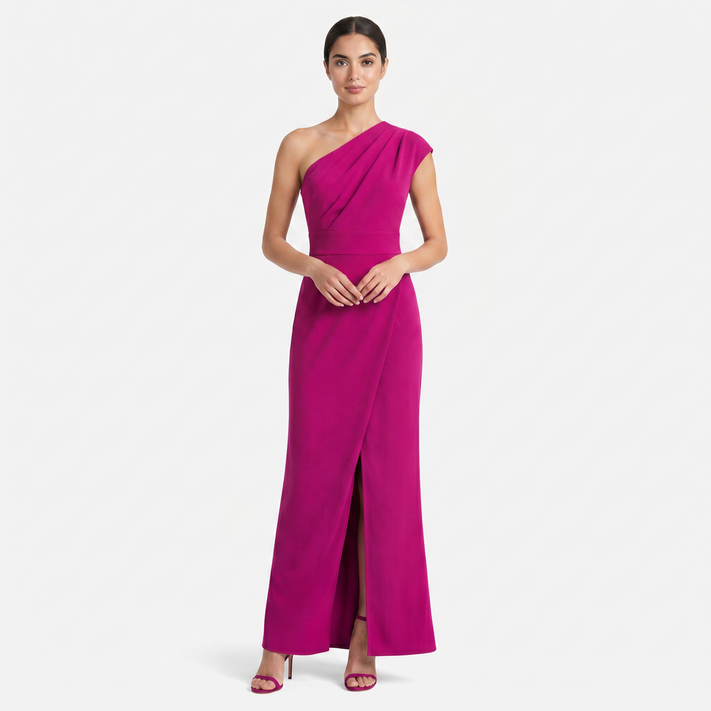 Women's One-Shoulder Maxi Evening Dress -  Asymmetric Neckline
