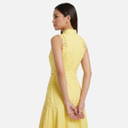 Women's Sleeveless Lace Panel Midi Dress