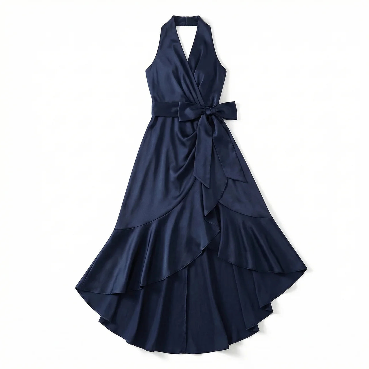 Women's Elegant Sleeveless Wrap Midi Dress