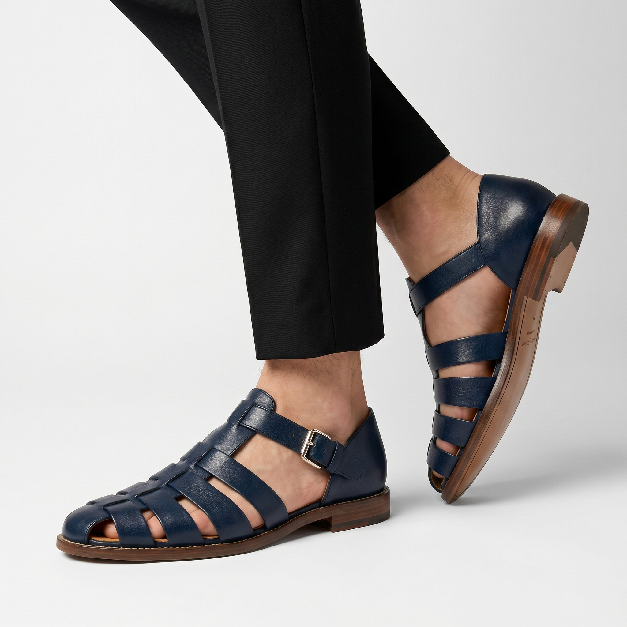 Men's Leather Closed Toe Fisherman Sandals