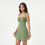 Women's Floral Print Tie Strap Mini Dress