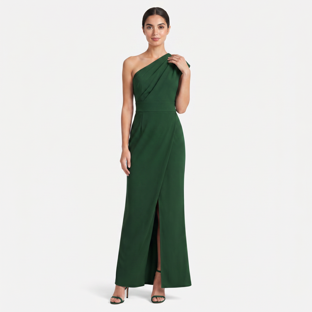 Women's One-Shoulder Maxi Evening Dress -  Asymmetric Neckline