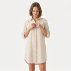 Women's Oversized Button Down Linen Shirt Dress