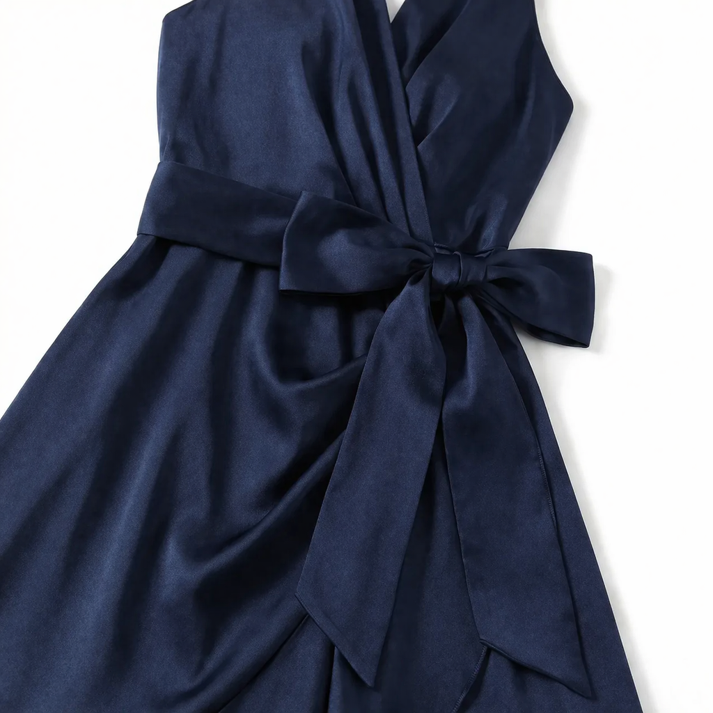 Women's Elegant Sleeveless Wrap Midi Dress