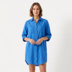 Women's Oversized Button Down Linen Shirt Dress