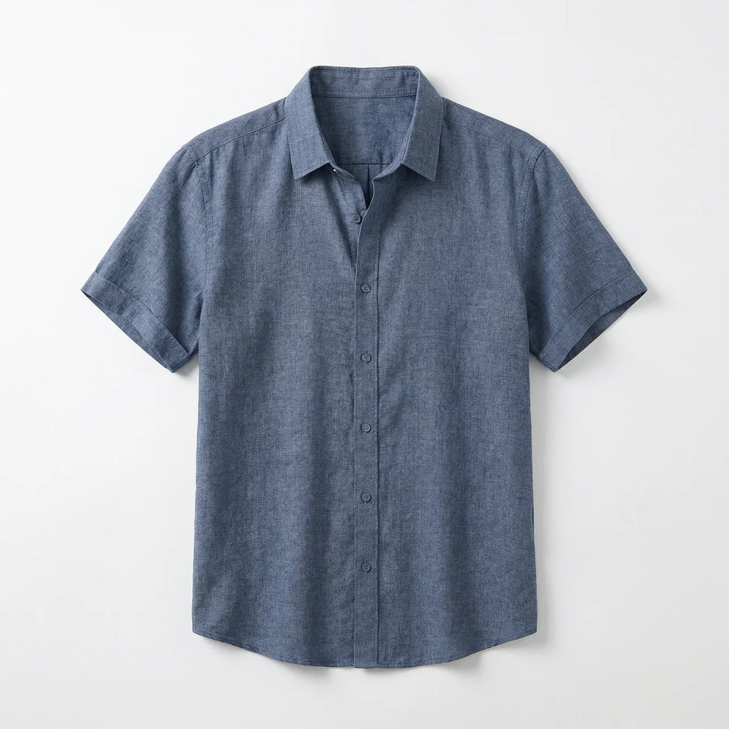 Men's Cotton-Linen Short Sleeve Shirt