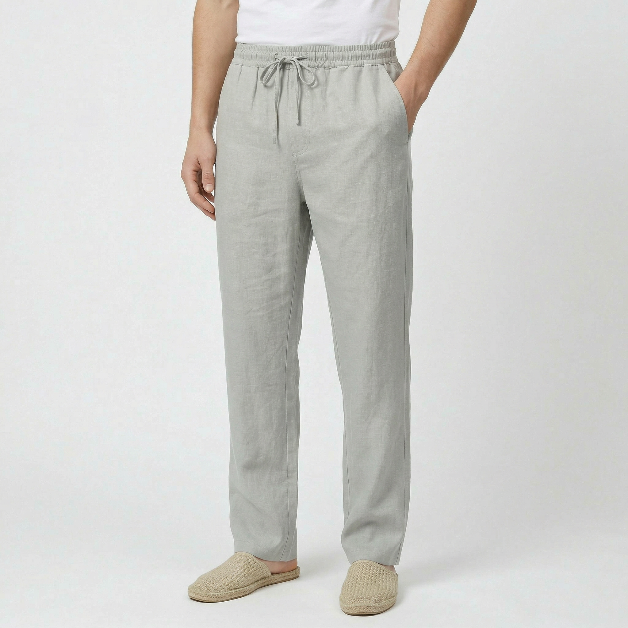 Birchbourne - Men’s Linen Elastic Waist Wide Leg Pants