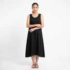 Women's Sleeveless A-Line Midi Dress with Pockets