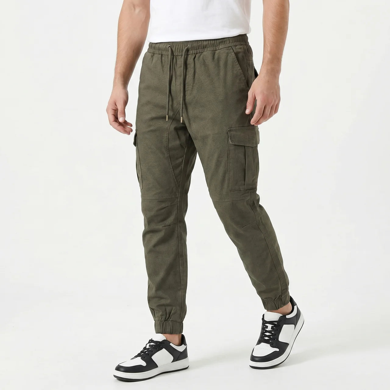 Men's Slim Fit Cotton Cargo Trousers