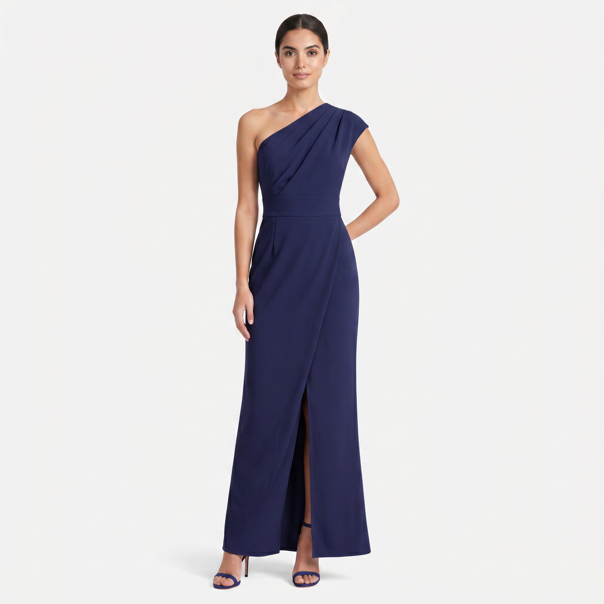 Women's One-Shoulder Maxi Evening Dress -  Asymmetric Neckline