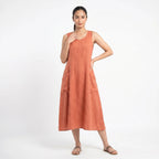 Women's Sleeveless A-Line Midi Dress with Pockets