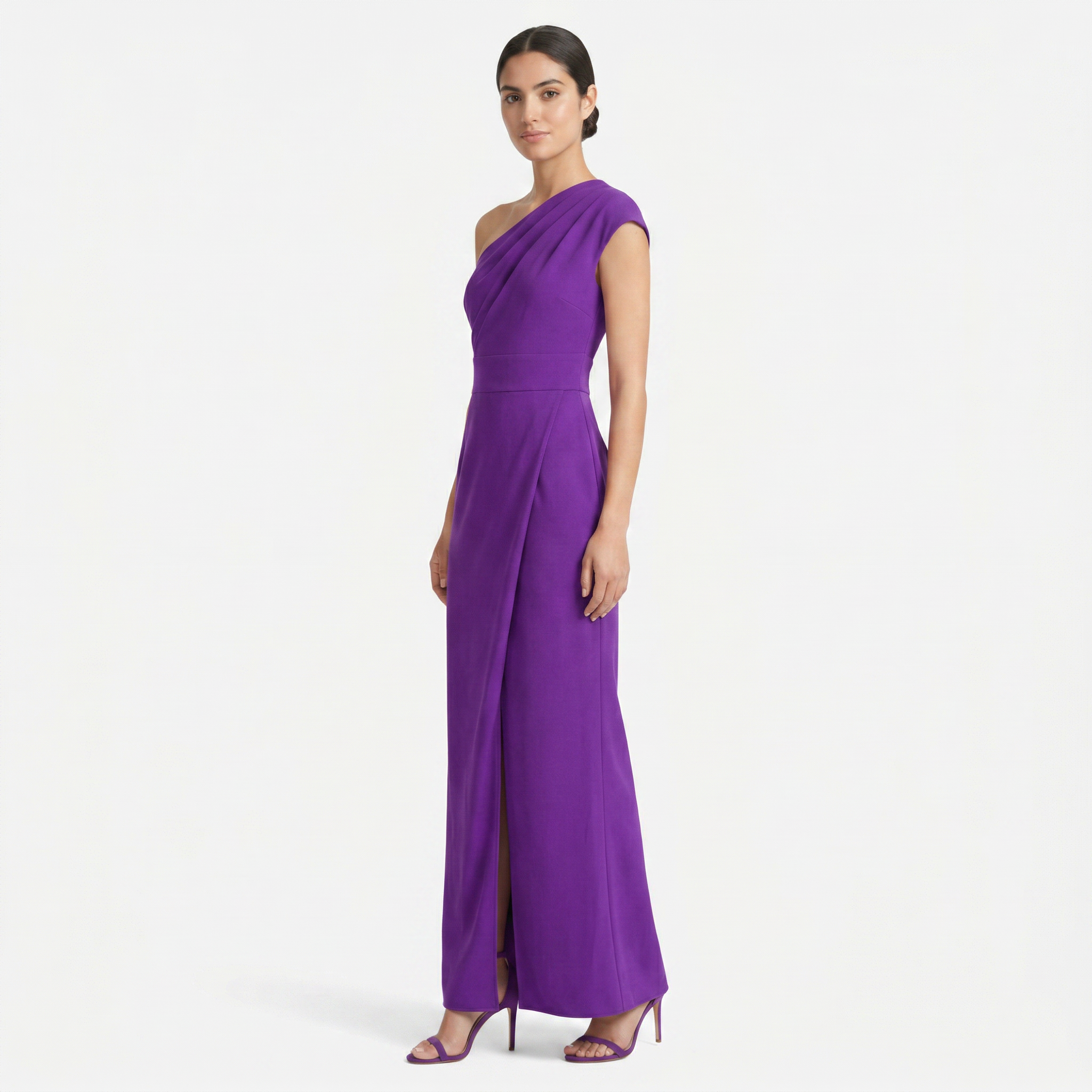 Women's One-Shoulder Maxi Evening Dress -  Asymmetric Neckline