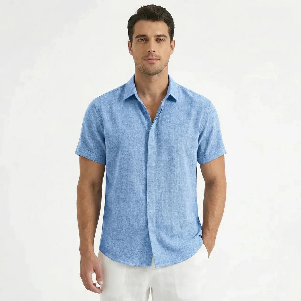 Men's Cotton-Linen Short Sleeve Shirt