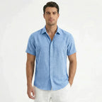 Men's Cotton-Linen Short Sleeve Shirt