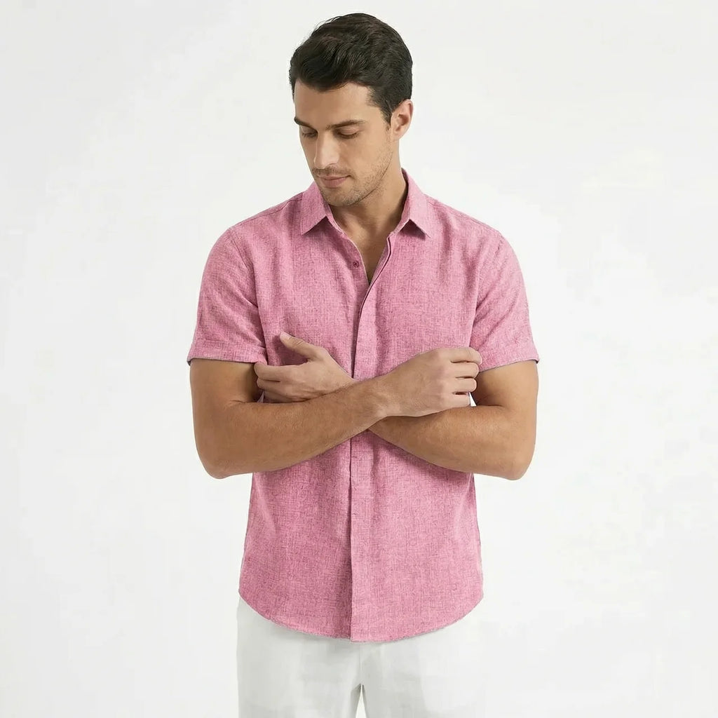 Men's Cotton-Linen Short Sleeve Shirt