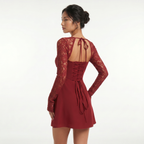 Women's Long Sleeve Lace Mini Dress