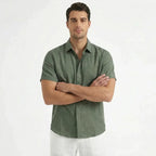 Men's Cotton-Linen Short Sleeve Shirt