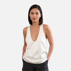 Women's Deep V-Neck Satin Tank Top