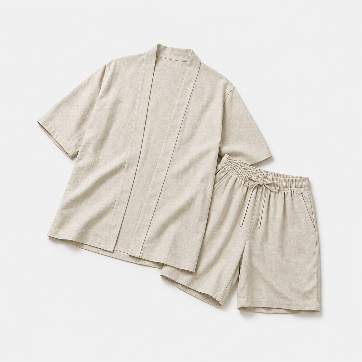 Women's Linen Cardigan and Shorts Two Piece Set
