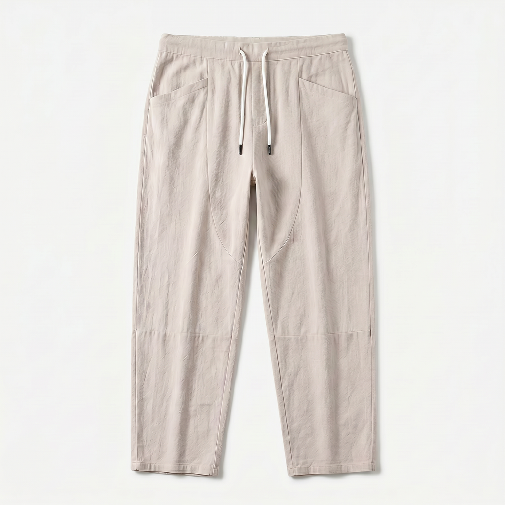 Men's Cotton Linen Drawstring Cropped Trousers