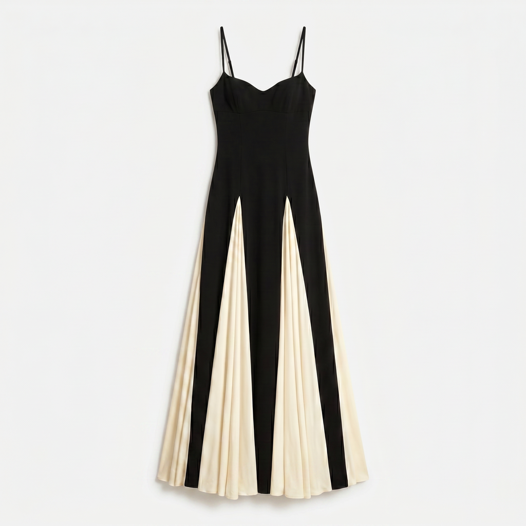 Women's Spaghetti Strap Contrast Colour Maxi Dress
