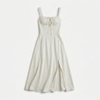 Women's Corset Tie Front Midi Dress with Split