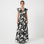 Women’s V-Neck Floral Print Summer Maxi Dress