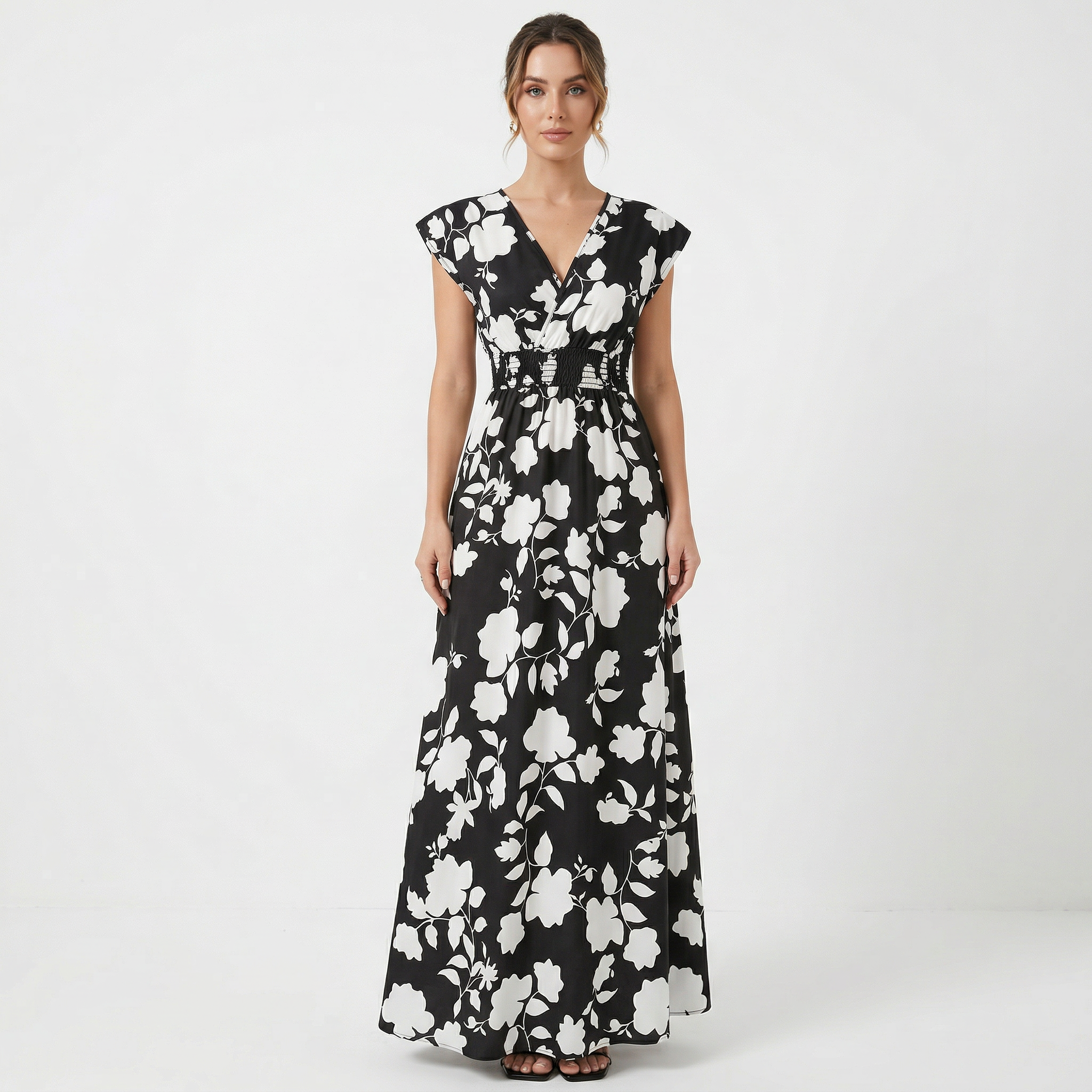 Women’s V-Neck Floral Print Summer Maxi Dress
