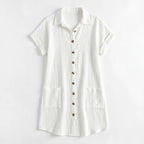 Women's Cotton Gauze Button Down Shirt Midi Dress